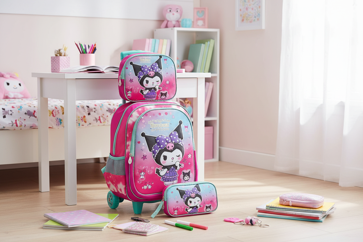 Tripack Mochila + lonchera + estuche Kuromi