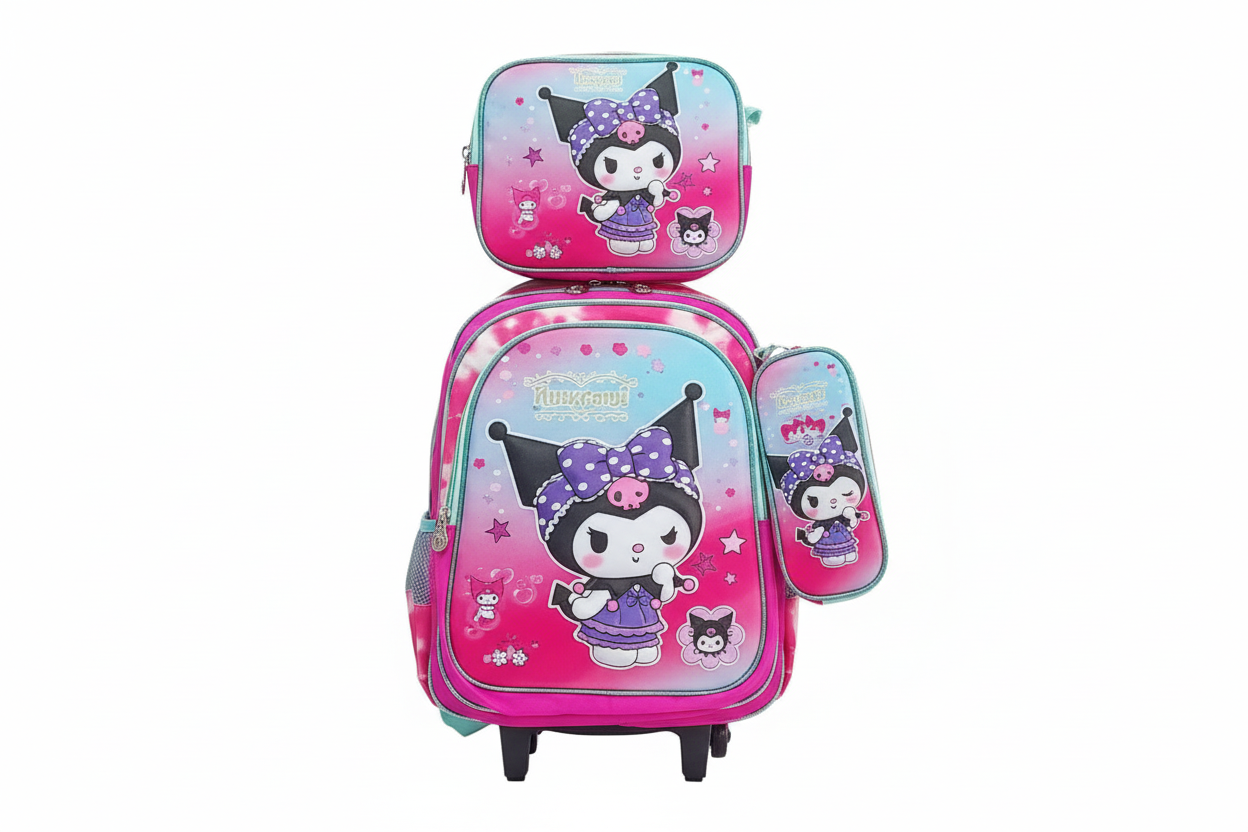 Tripack Mochila + lonchera + estuche Kuromi
